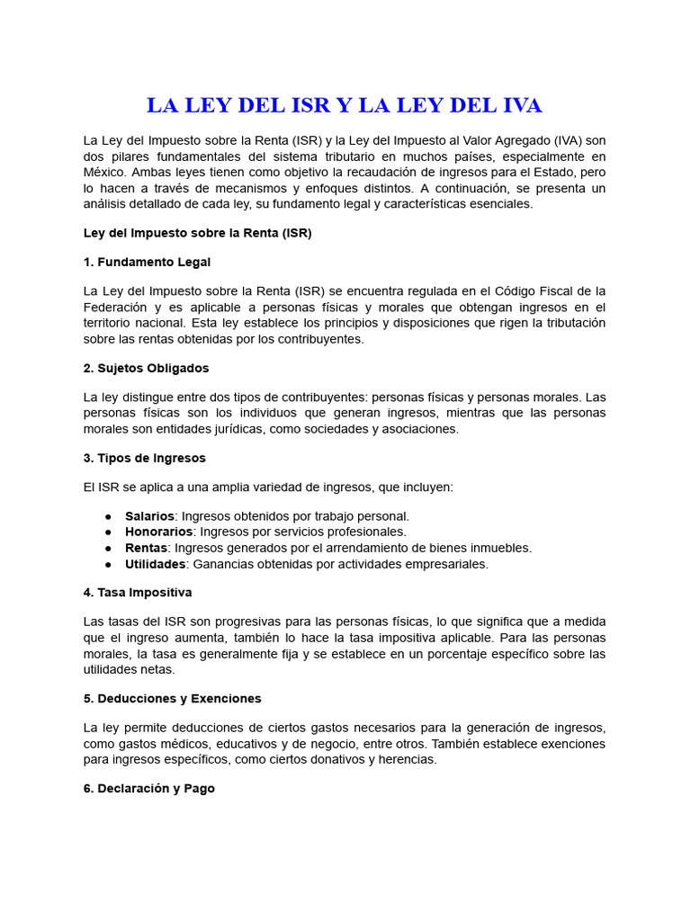 Análisis de la Ley del ISR en México | PDF | Impuesto sobre la renta ...