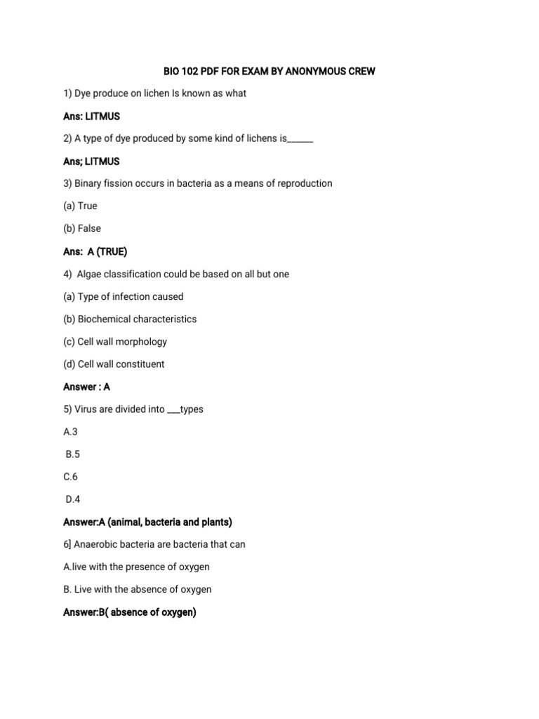Key Concepts in Biology 102 Exam Prep | PDF