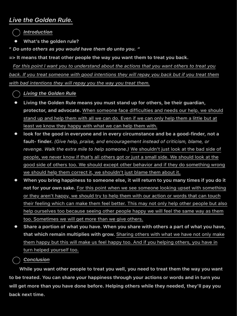 Live the Golden Rule | PDF | Golden Rule