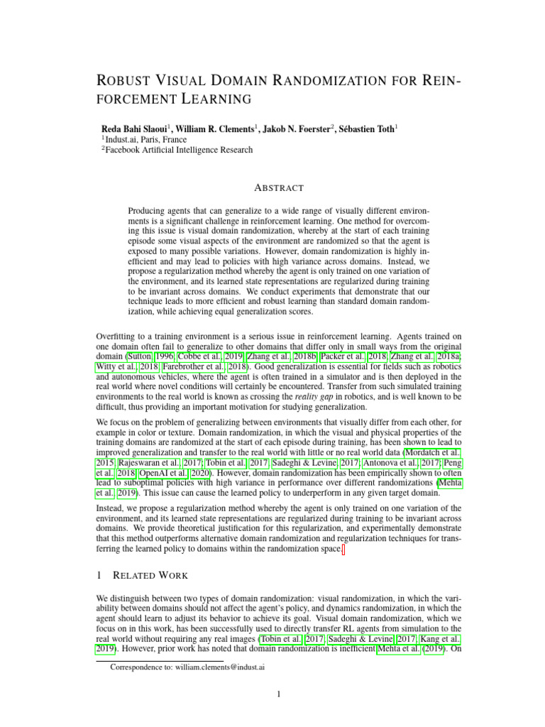 Robust Domain Randomization For Reinforcement Learning | PDF | Standard ...
