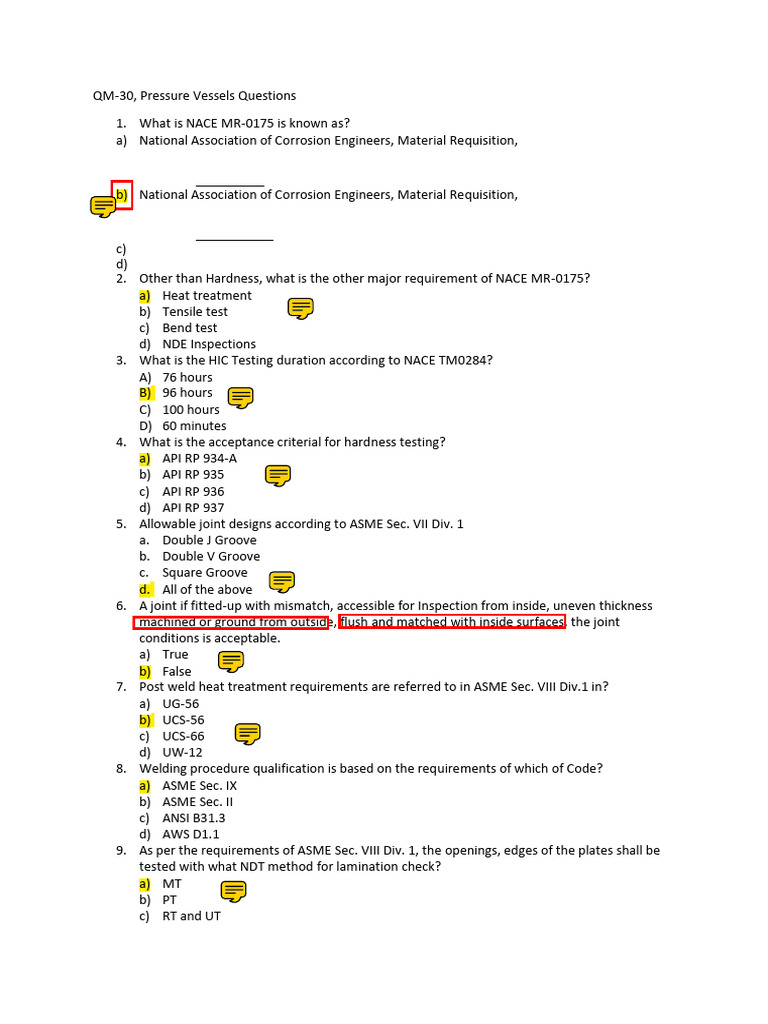 QM-30 Pressure Vessel Exam Questions | PDF | Mechanical Engineering ...