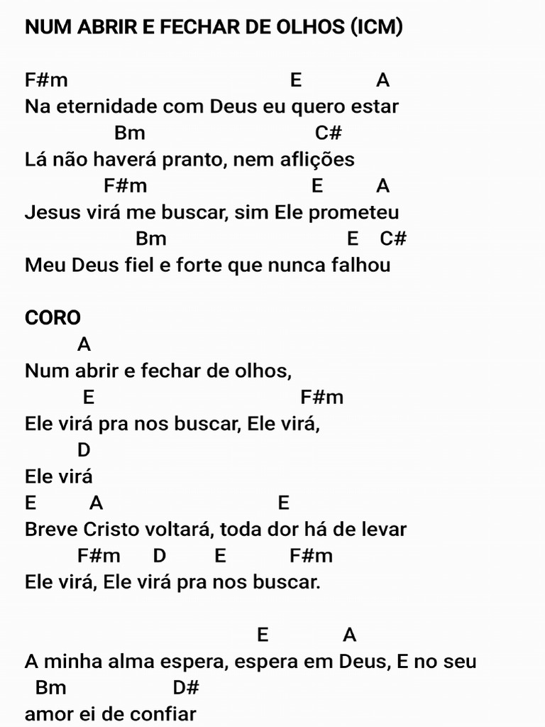 Num Abrir E Fechar De Olhos Cifra 220704 231402 Pdf