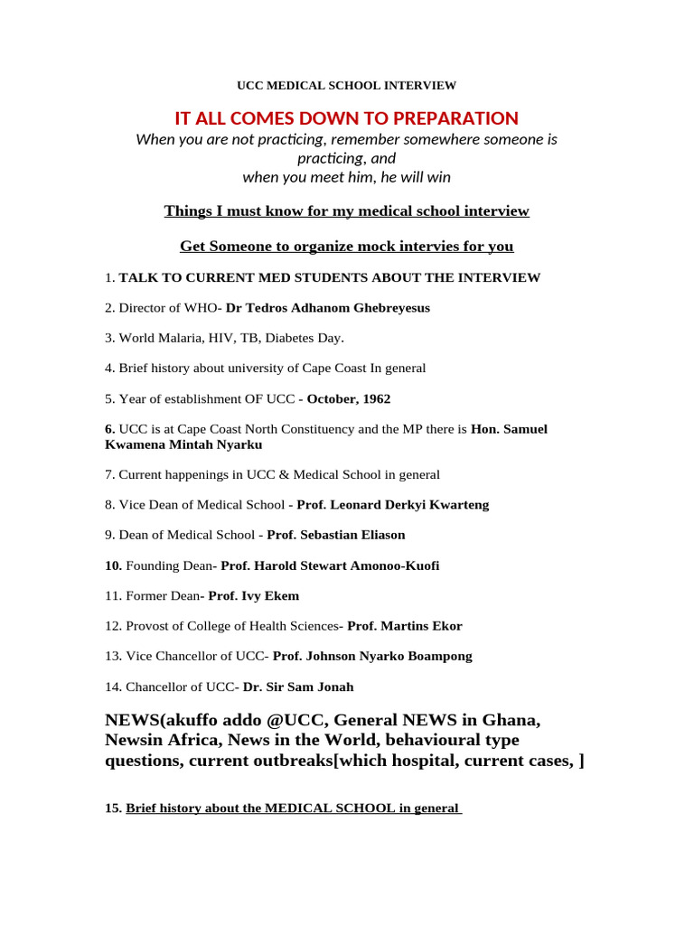 Ucc Medical School Interview | PDF | Vaccination | Public Health