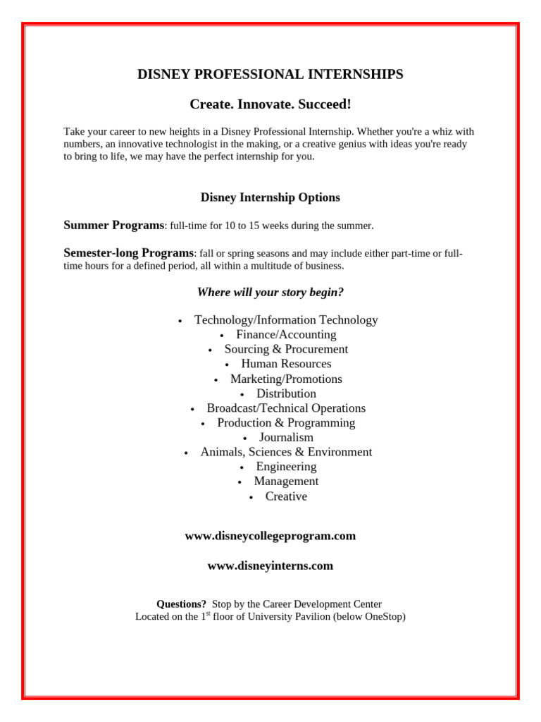 Disney Professional Internship Guide | PDF | Résumé