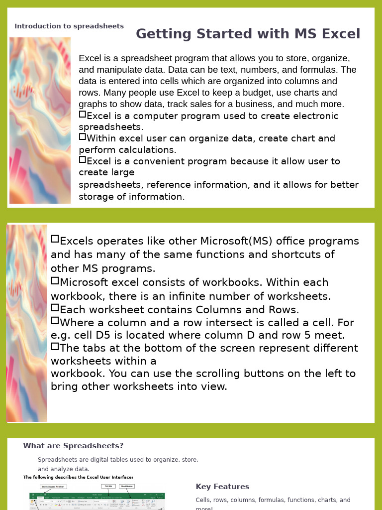 Getting Started With MS Excel | PDF | Microsoft Excel | Spreadsheet