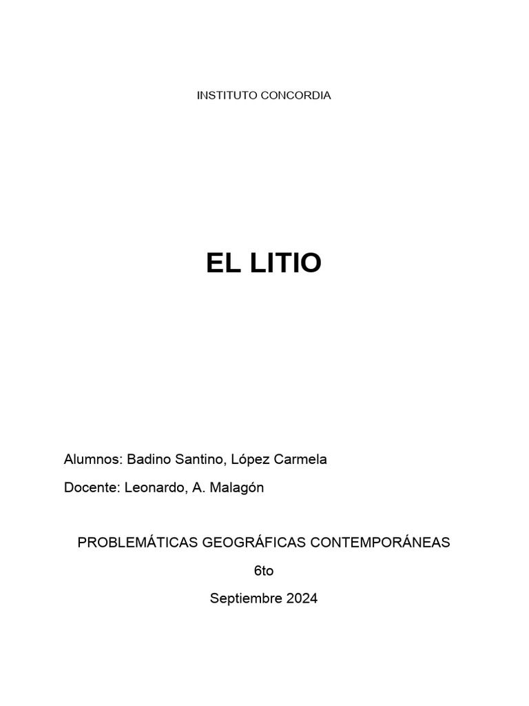 Desafíos del litio en Argentina | PDF | Litio | Entorno natural
