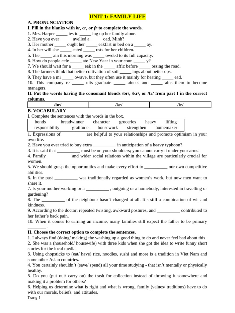 Unit 1 GS | PDF | Parent | Family