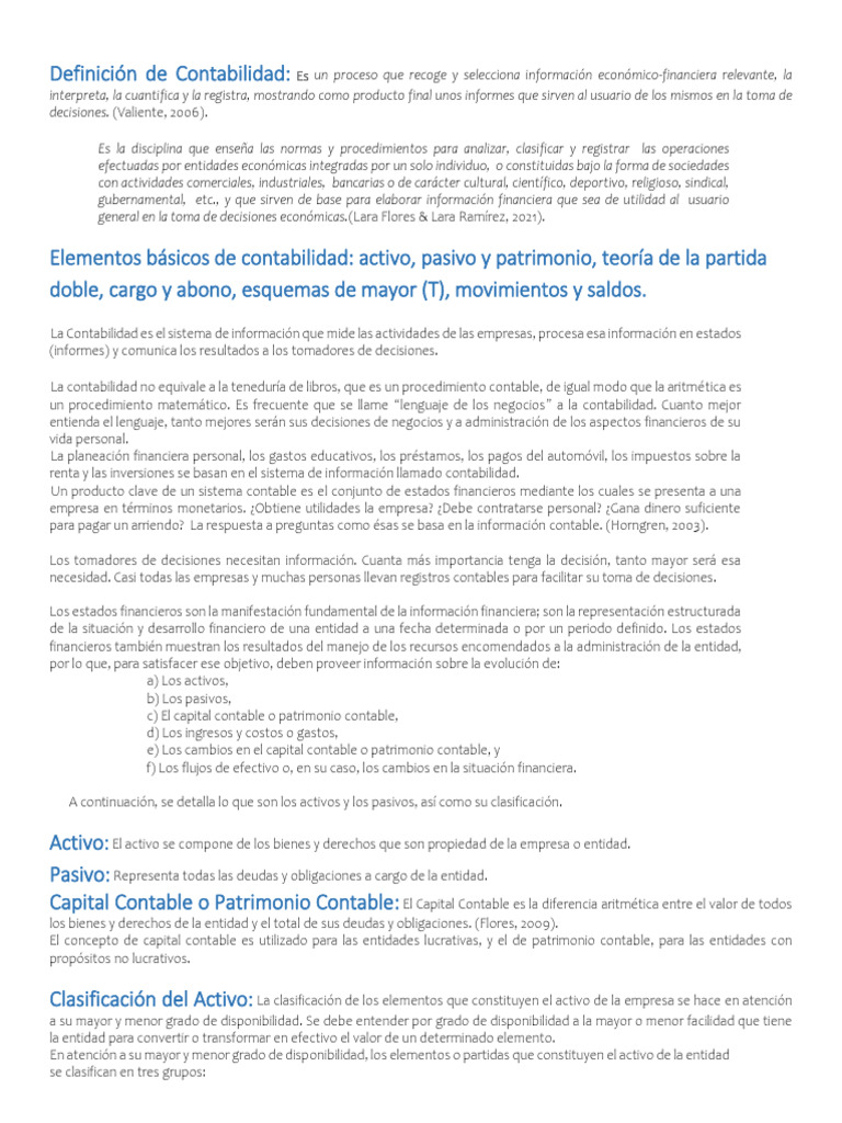Definición de Contabilidad y principales cuentas | PDF | Contabilidad ...