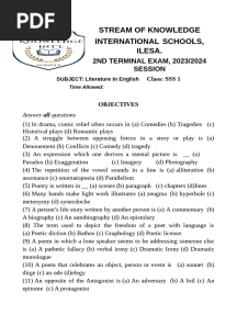 2nd Term Exam Literature in English SS1