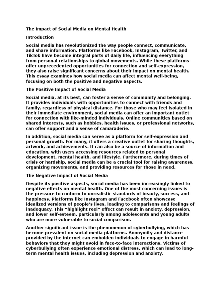 Social Media's Effects on Mental Health | PDF | Social Media | Popular ...