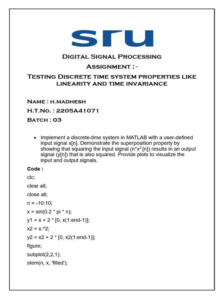 MATLAB Discrete-Time System Analysis | PDF | Information And ...