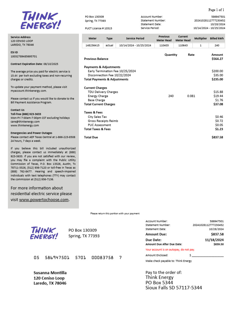 Scottish Power Bill Summary | PDF | Fee | Taxes