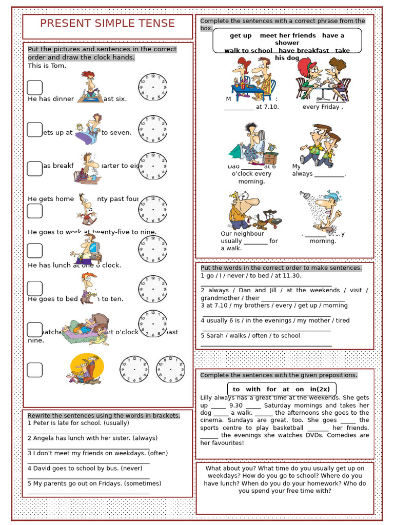 Present Simple Tense 23089 | PDF | Workweek And Weekend | Lunch