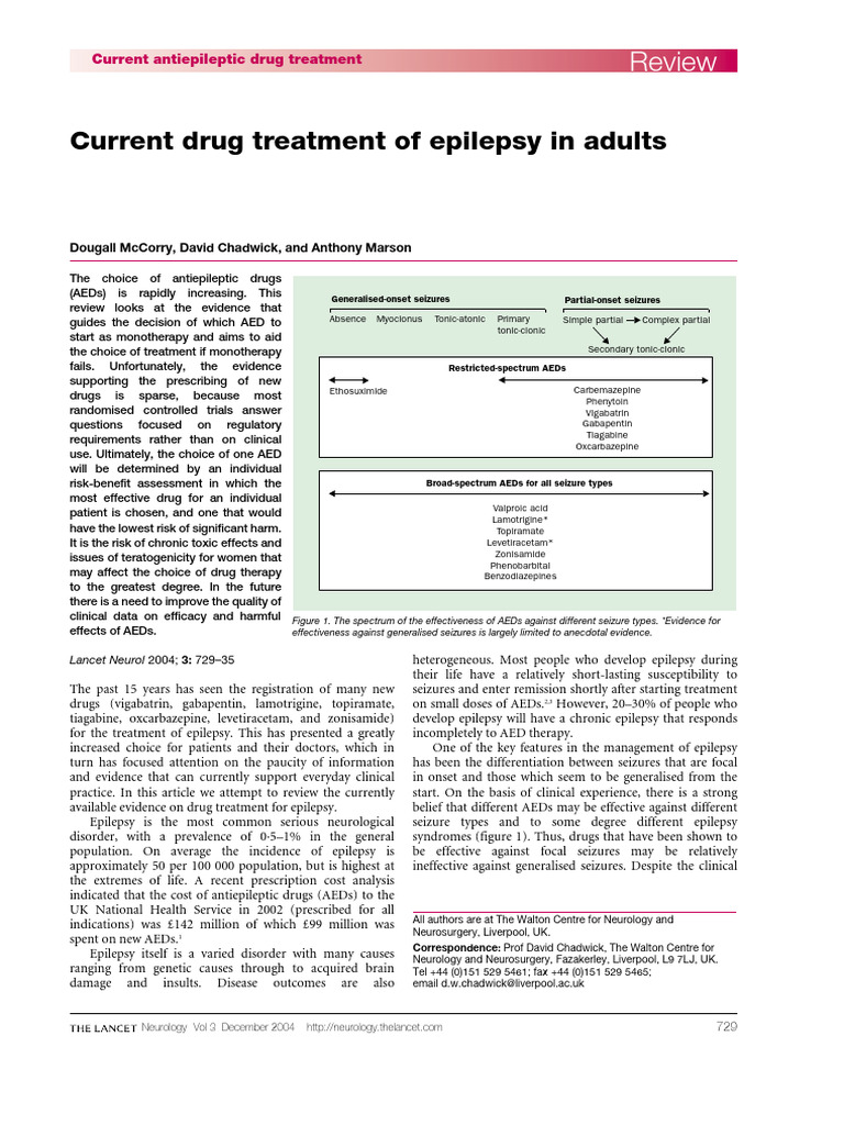 Antiepileptic Drug Selection | PDF | Epilepsy | Human Diseases And ...