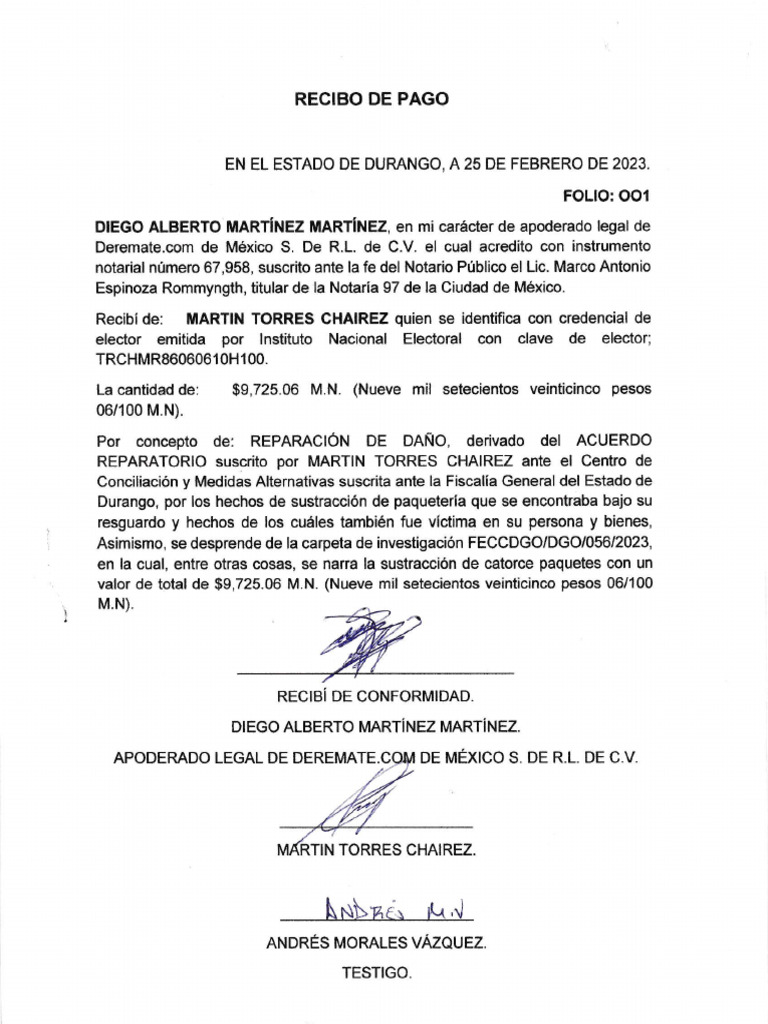 Recibo de Pago Deremate.com México | PDF