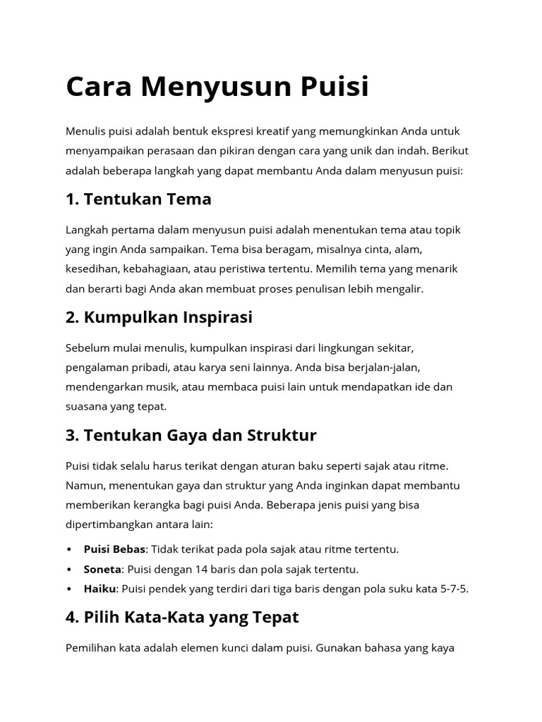 Cara Menyusun Puisi | PDF