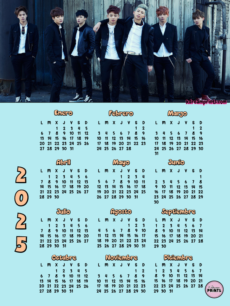 Calendario 2025 BTS Azul PDF