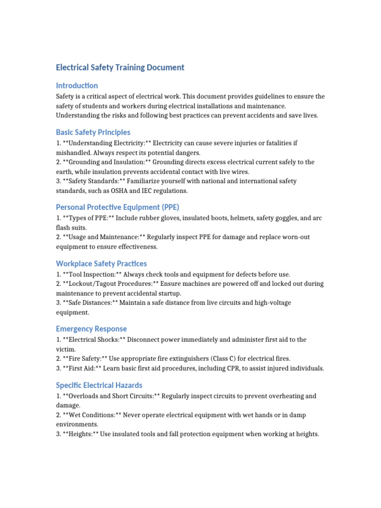 Electrical Safety Training Guidelines | PDF | Personal Protective ...