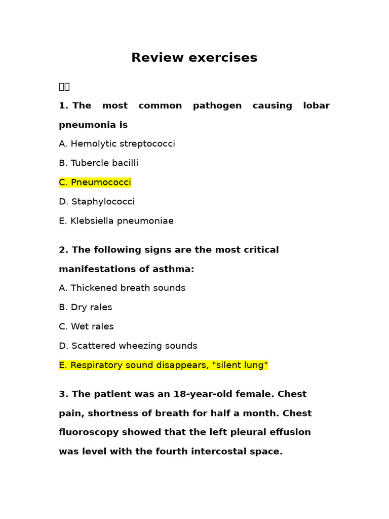 Pulmonary Disease Diagnosis Review Quiz | PDF | Chronic Obstructive ...