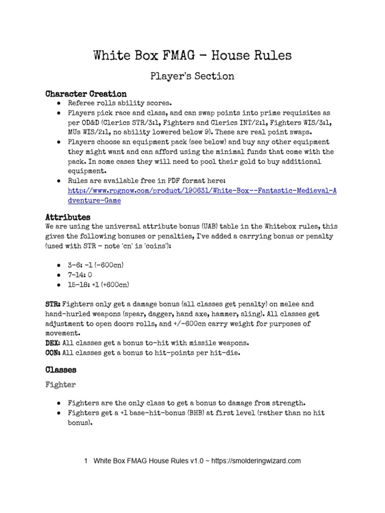 White Box FMAG House Rules Guide | PDF | Elf (Dungeons & Dragons ...