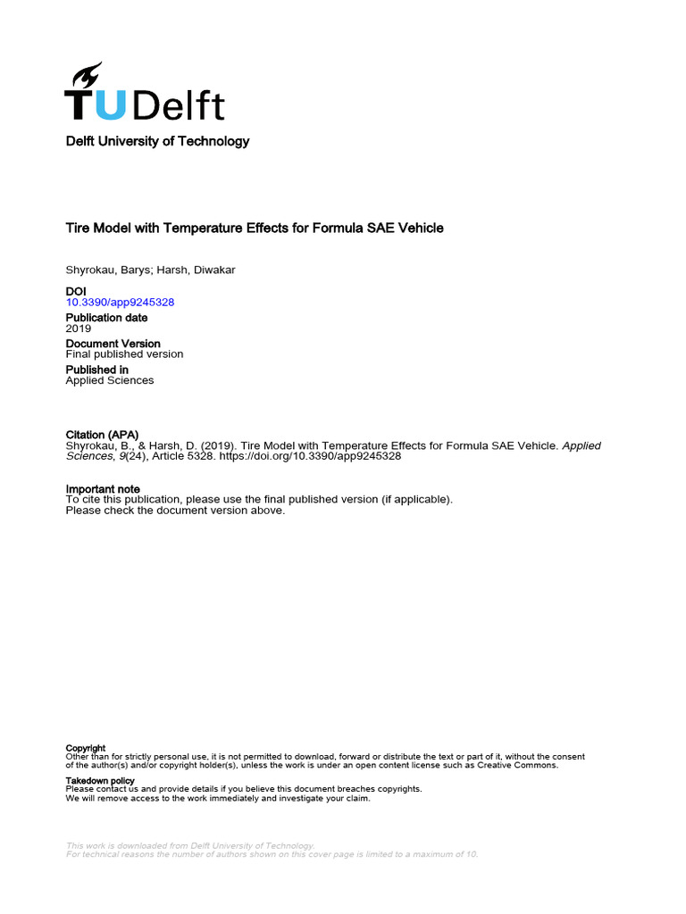 2019 TU Delft Tire Modelling | PDF | Elasticity (Physics) | Simulation