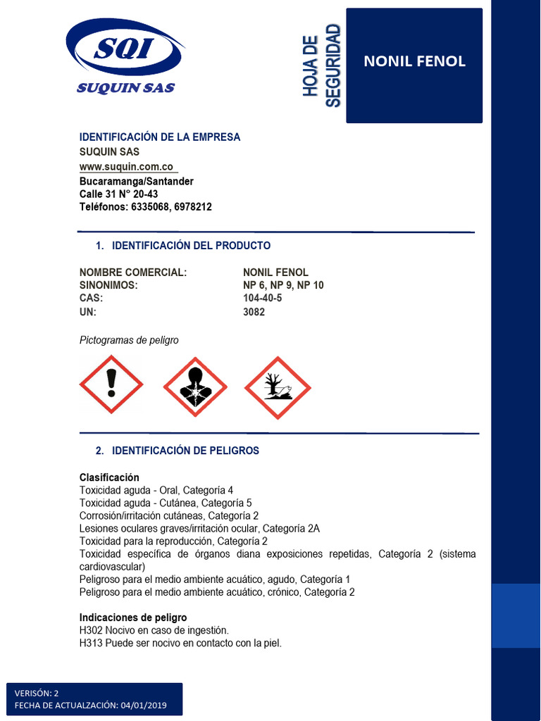 Disolvente Nonil Fenol | PDF | Química