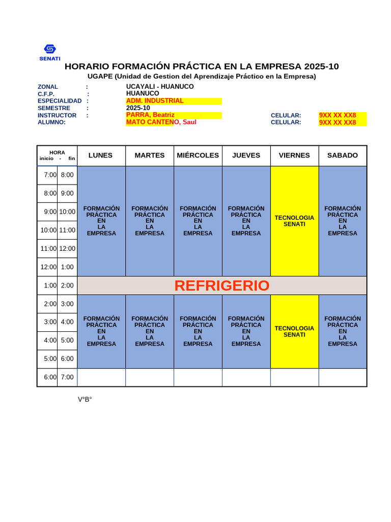 Horario FPE 2025 10 V2 | PDF