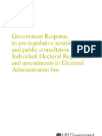 Government Response to Pre-legislative Scrutiny and Public Consultation on Individual Electoral Registration and Amendments to Electoral Administration Law