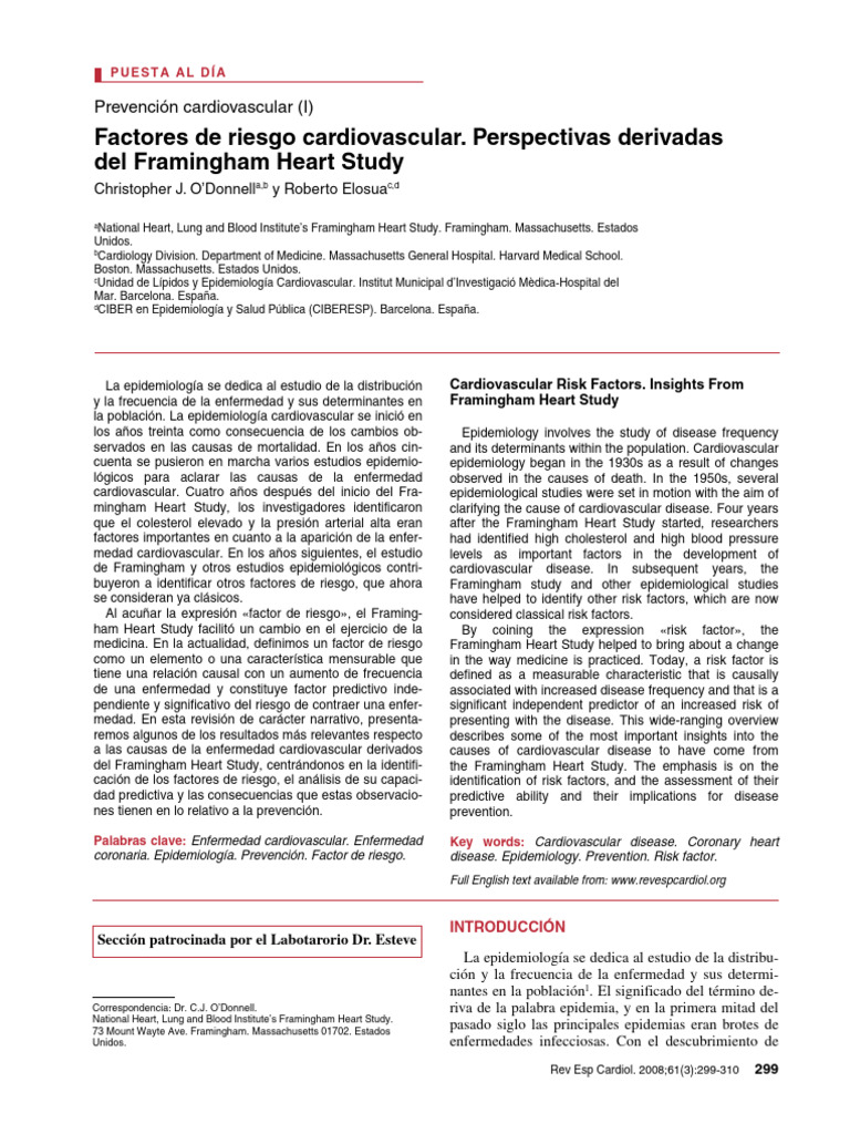 Framingham | PDF | Lipoproteína de alta densidad | Hipertensión