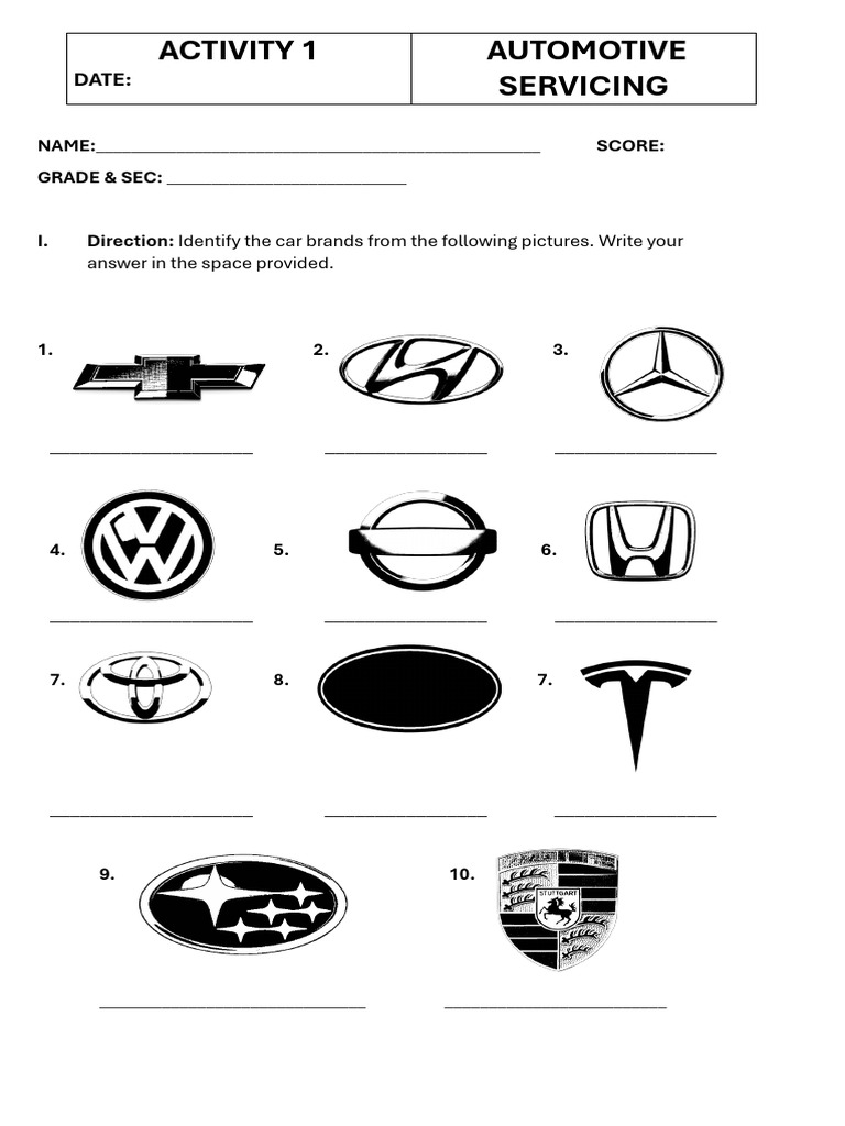 Activity 1-Automotive-Brands of Car | PDF | Vehicle Technology | Transport