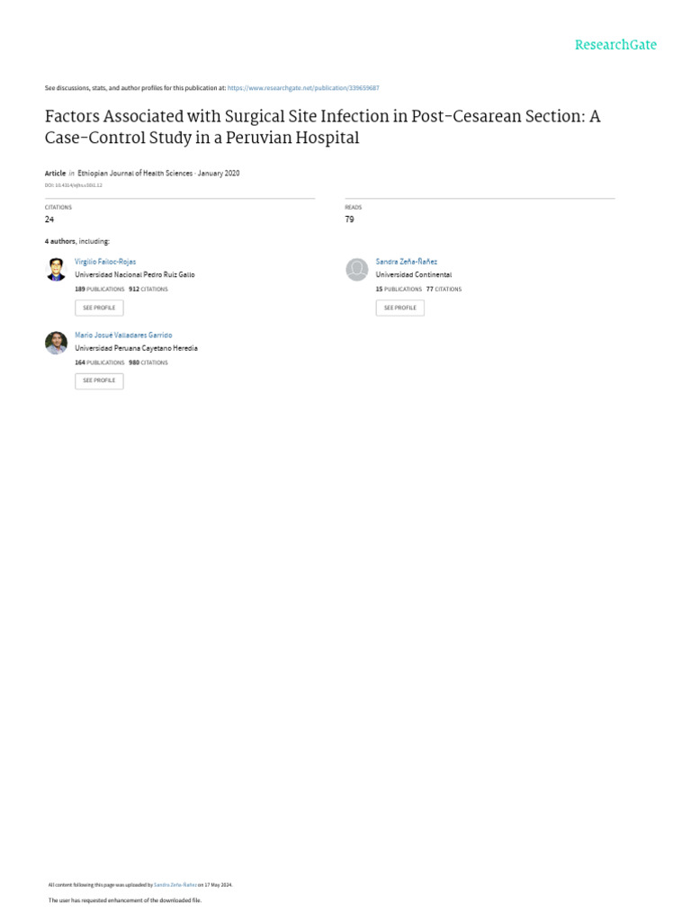 Factors Associated With Surgical Site Infection in | PDF | Caesarean ...
