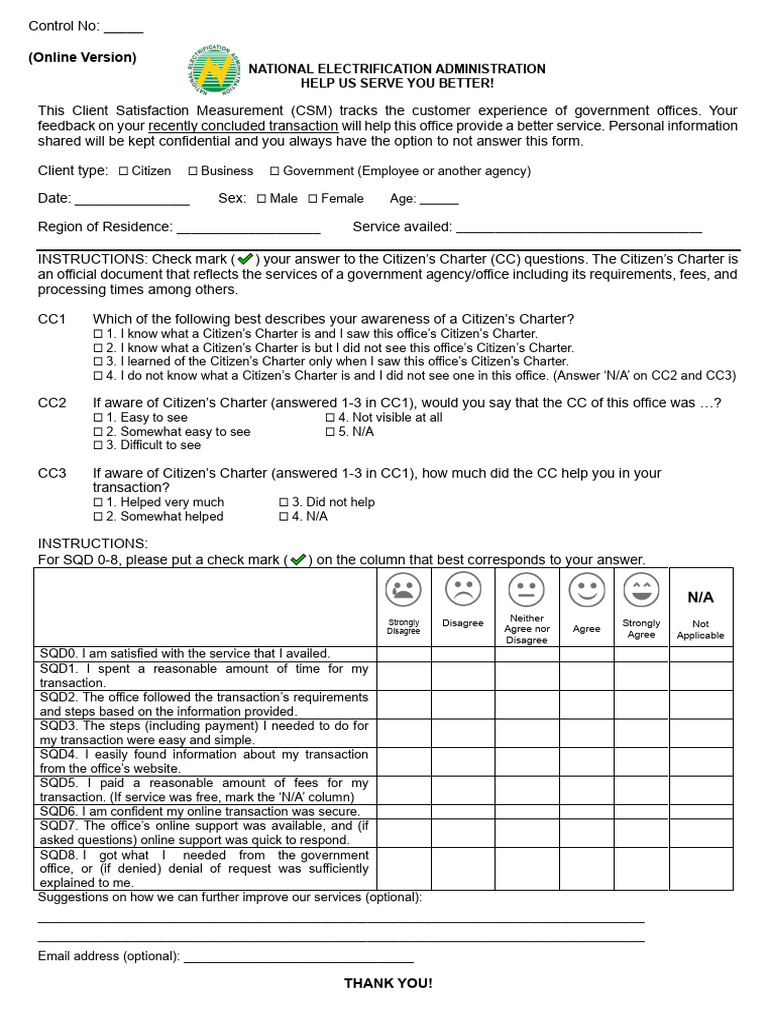 CSM Questionnaire (Online) | PDF