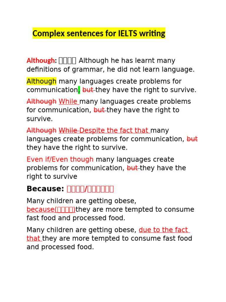 Complex sentences for IELTS (AutoRecovered) | PDF | Epidemiology ...