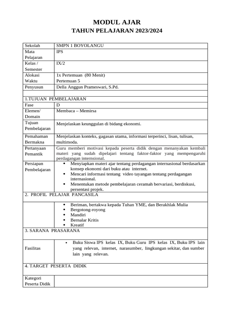 Modul Ajar Pertemuan 5 Bab 3 | PDF