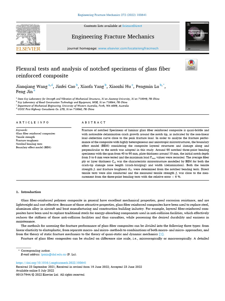 Flexural Tests and Analysis of Notched Specimens of Glass Fiber ...