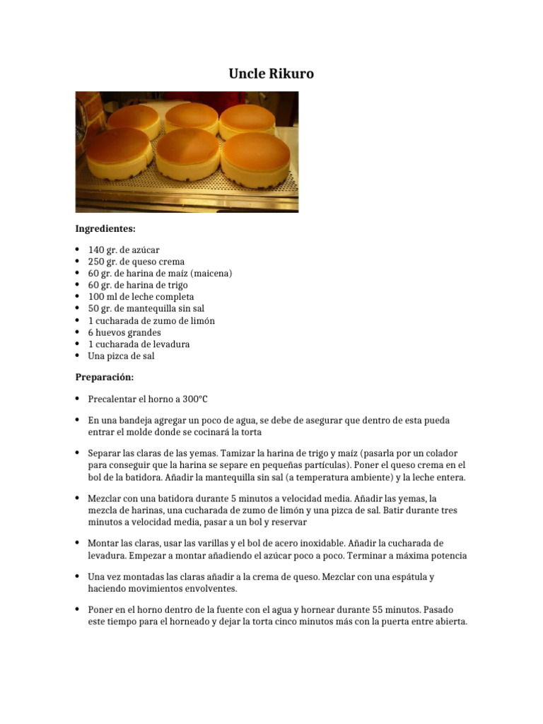 Torta de Queso Crema al Horno | PDF