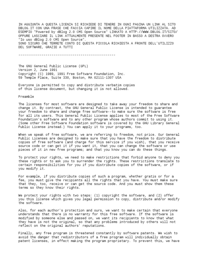 LICENZA | PDF | License | Source Code