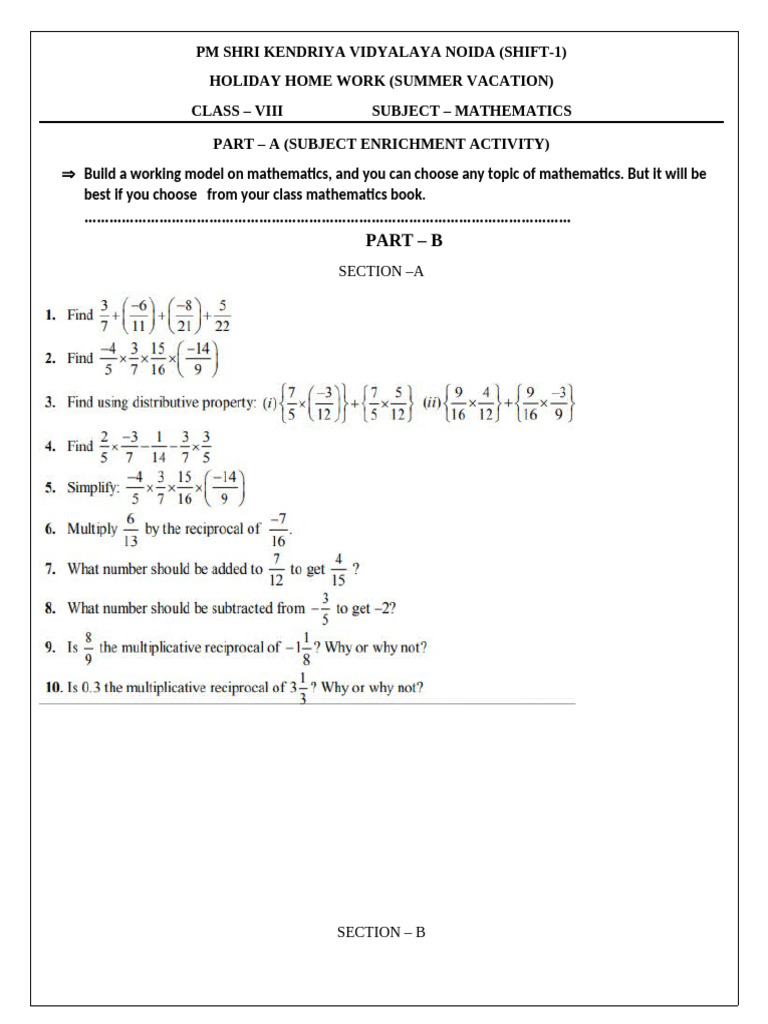 Summer Vacation Math Homework | PDF | Mathematics | Numbers