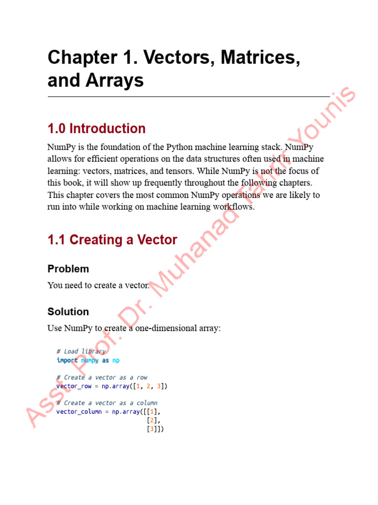 NumPy Basics: Vectors and Matrices | PDF | Matrix (Mathematics ...