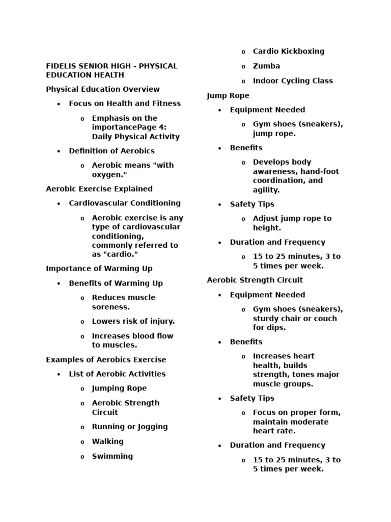 P.E Reviewer | PDF | Aerobic Exercise | Physical Fitness