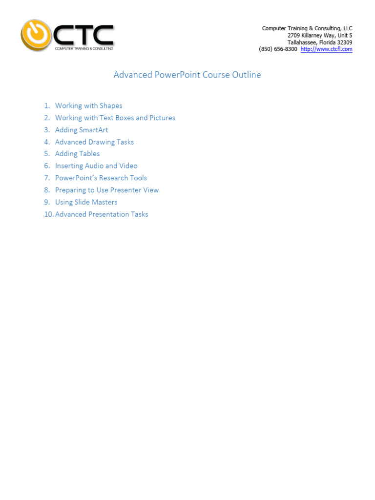 Advanced PowerPoint Course Outline | PDF