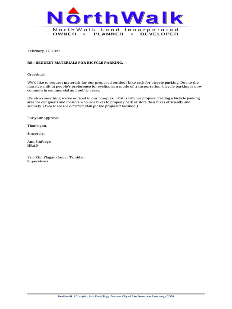 Bicycle Parking Request Proposal | PDF