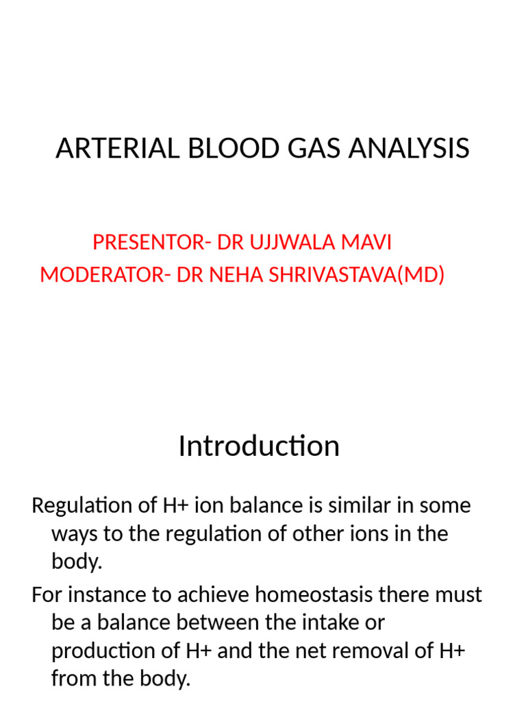 Arterial Blood Gas Analysis Overview | PDF | Physiology | Medical ...