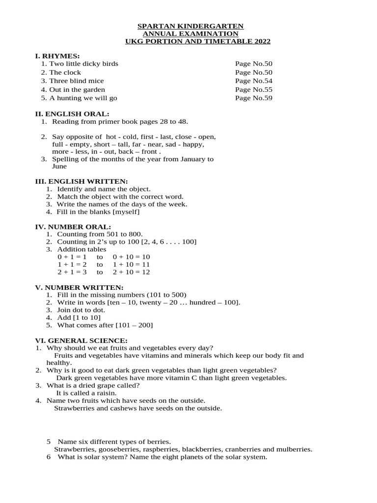 Ukg Annual Portion Pdf Planets Solar System