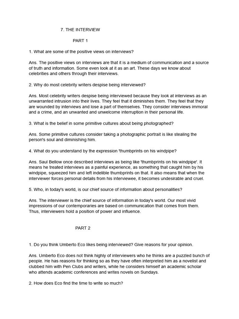 7. The Interview Notes | PDF | Novels | Novelists