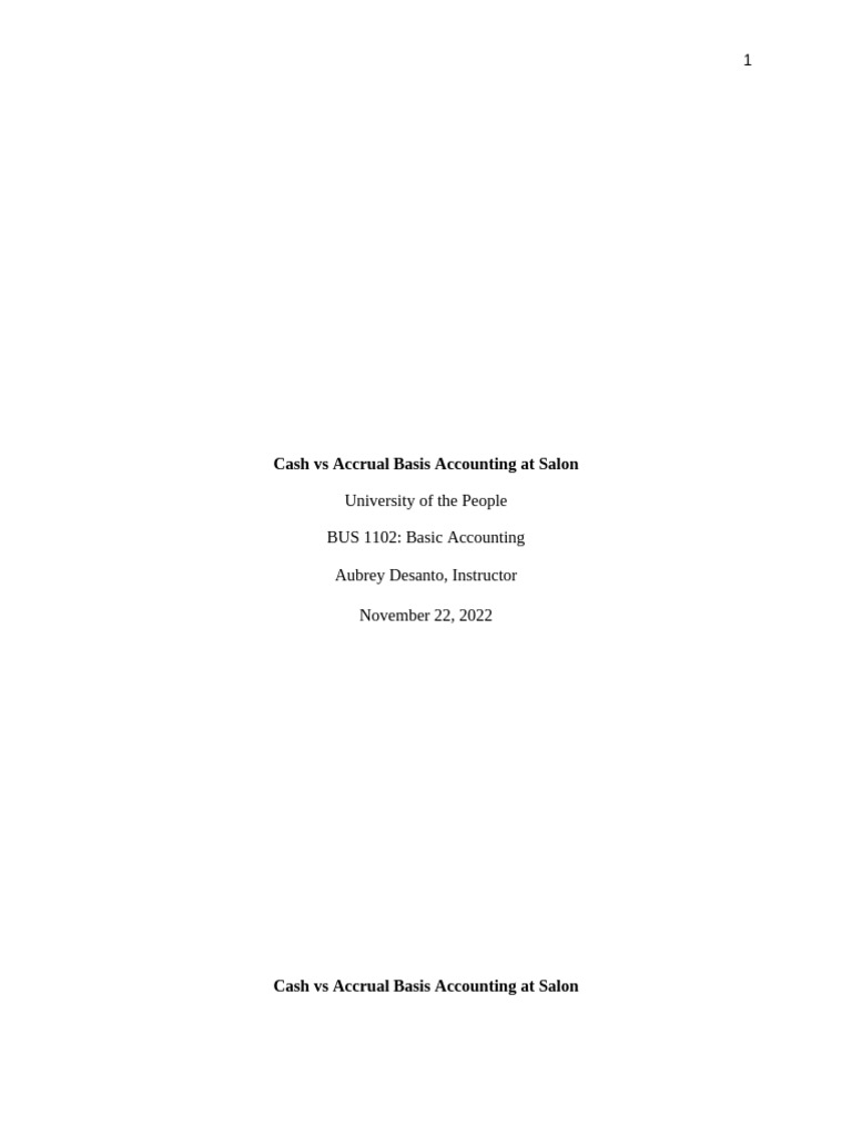 Cash vs Accrual Accounting for Salons | PDF | Basis Of Accounting ...