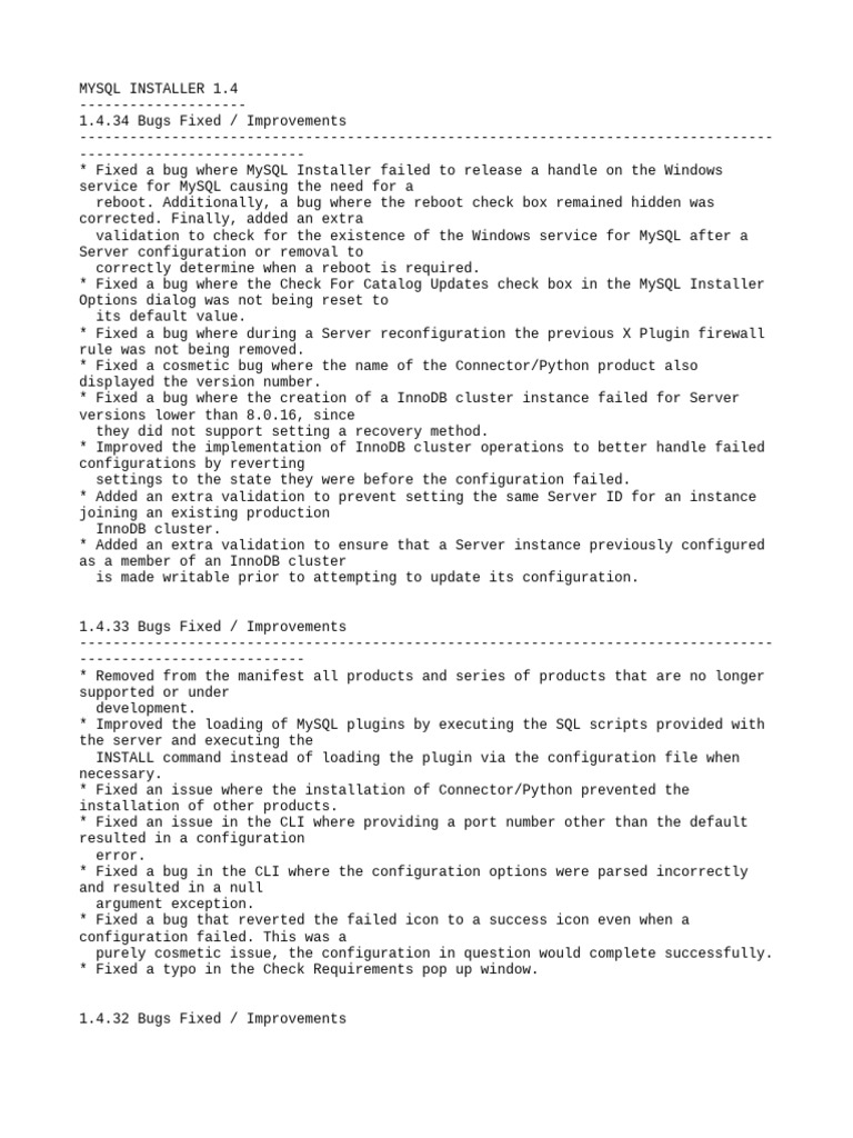 MySQL Installer 1.4 Release Notes | PDF | My Sql | Microsoft Windows