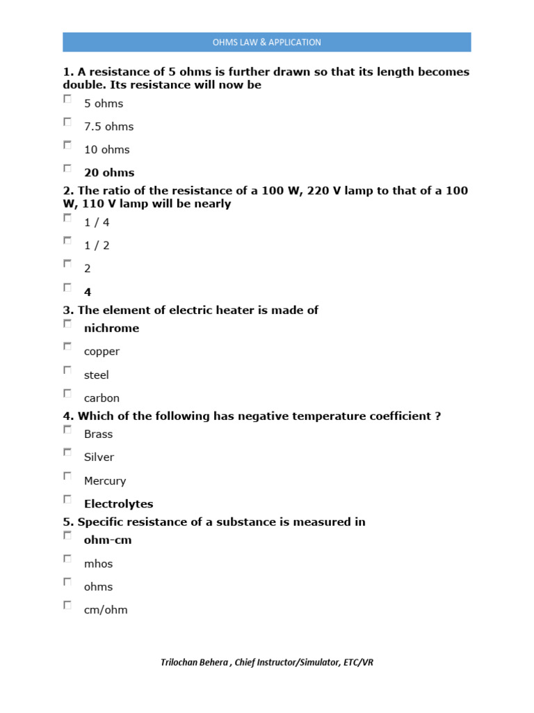 OHMS LAW & APPLICATION (3) | PDF | Electrical Resistance And ...