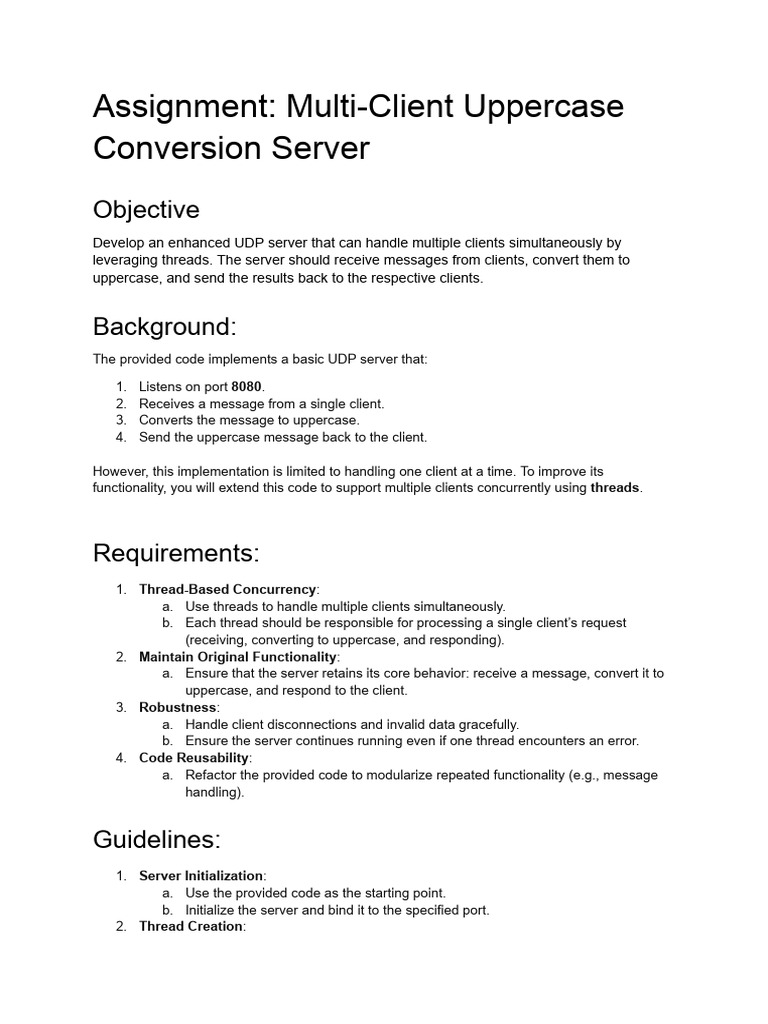 Assignment multi client uppercase conversion server pdf
