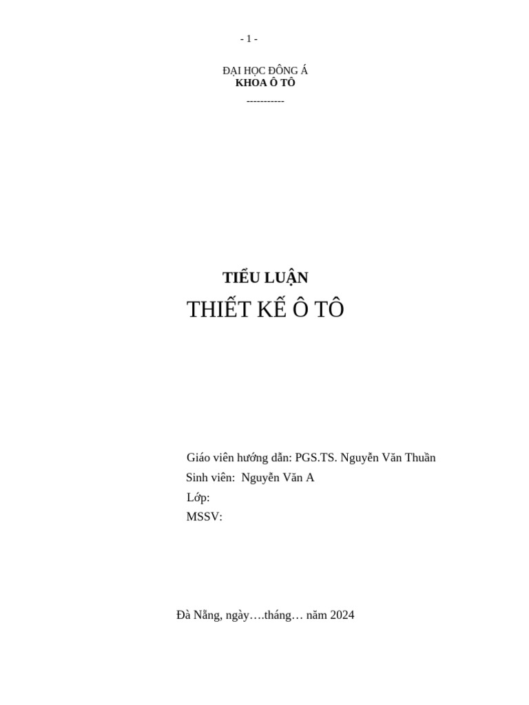 Mau Thuyet Minh Thiet Ke o To | PDF